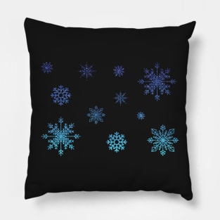 Blue Ombre Faux Glitter Snowflakes Pillow