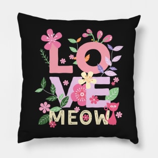 LOVE MEOW Letters with Flowers 1 Pillow