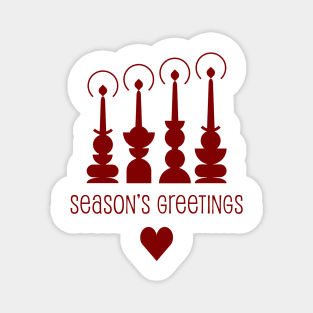 Traditional Christmas candlelights Scandinavian  retro style , season’s Greetings. Magnet