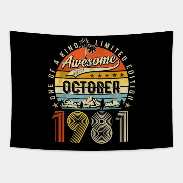 Awesome Since October 1981 Vintage 42nd Birthday Tapestry by Mhoon 