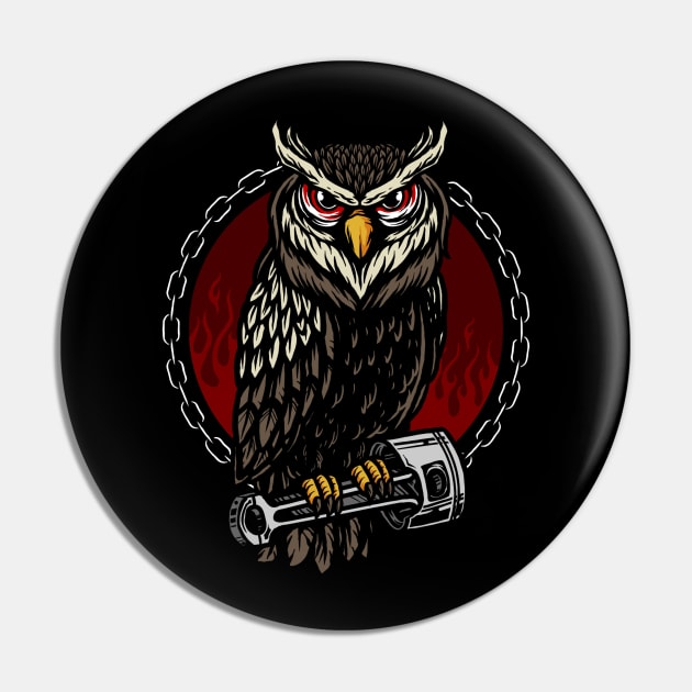 owl and piston Pin by drydenshops