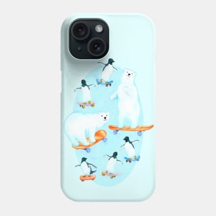 Cheerful Arctic Skateboarders Phone Case