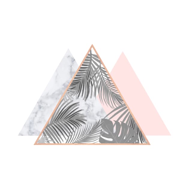 Copper blush gray marble geometric triangles pattern by xiari