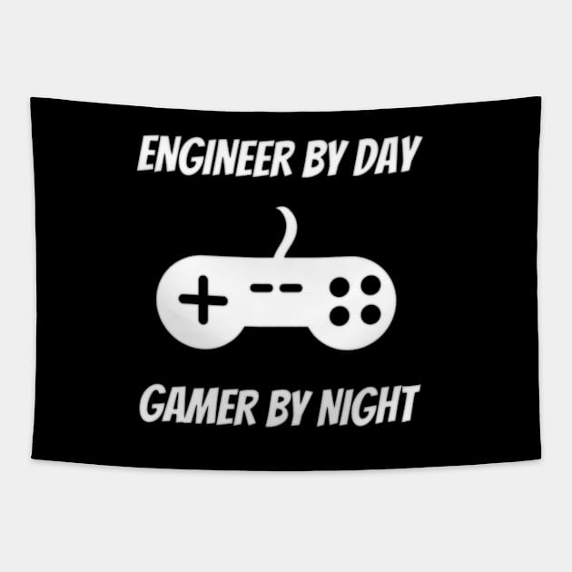 Engineer By Day Gamer By Night - Engineer Video Gamer Gift Tapestry by Petalprints