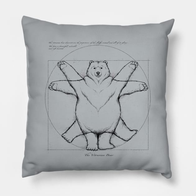 Vitruvian Bear Grey Pillow by Tobe_Fonseca