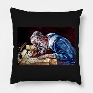 Sofer,  Oil pastel on black velvet Pillow