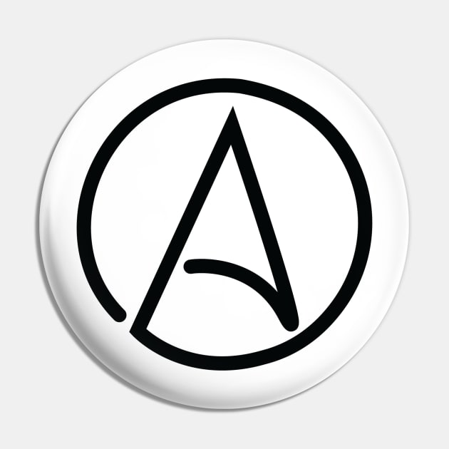 Atheist Symbol T-Shirt Pin by godlessmom