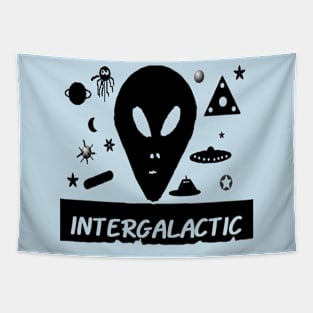 Intergalactic illustration on light Blue Background Tapestry