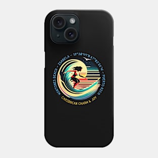 Caribbean Surfing Destinations - Montones Beach, Isabela, Puerto Rico. Woman Surfer Phone Case