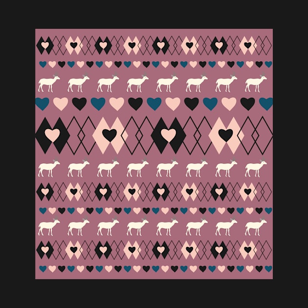 Romantic pattern with deer in purple by cocodes