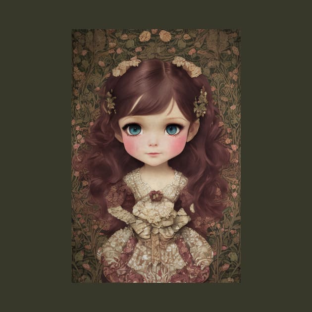 Cute Adorable Vintage Style Chibi Kawaii Girl Art by Sandy Richter Art & Designs