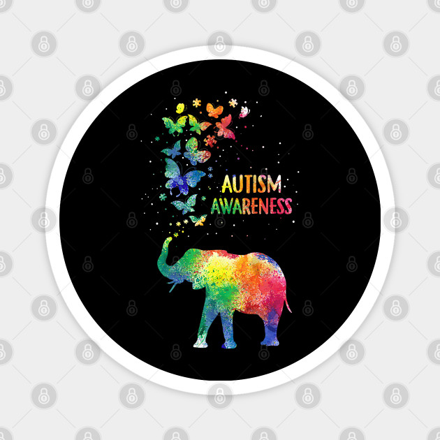 Elephant Butterfly Autism Awareness Elephant Butterfly Magnet Teepublic Au