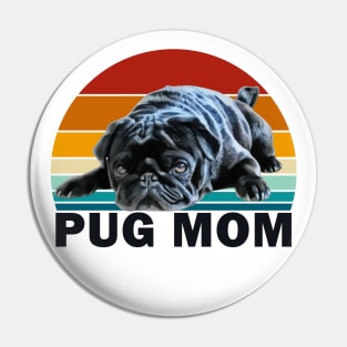 Black Pug Mom Pin
