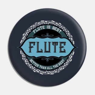 Flute Is Best White Music Note Circle Pin