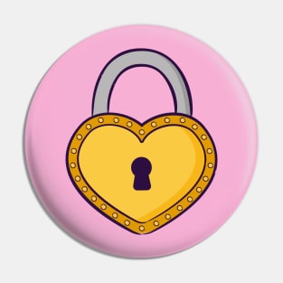 Golden heart-shaped padlock Pin