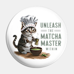 Matcha Master Cat Design: Whisk Your Way to Zen - Japanese-Inspired Pin
