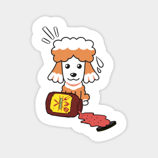 Funny Poodle Spills a jar of BBQ Sauce Magnet