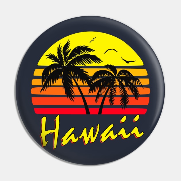 Hawaii Retro Sunset Pin by Nerd_art