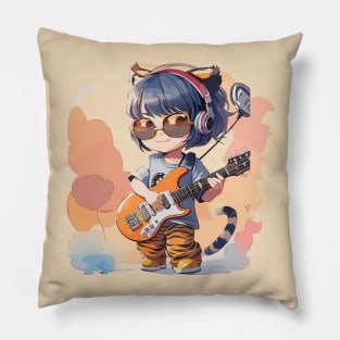 A little girl plays the guitar Pillow