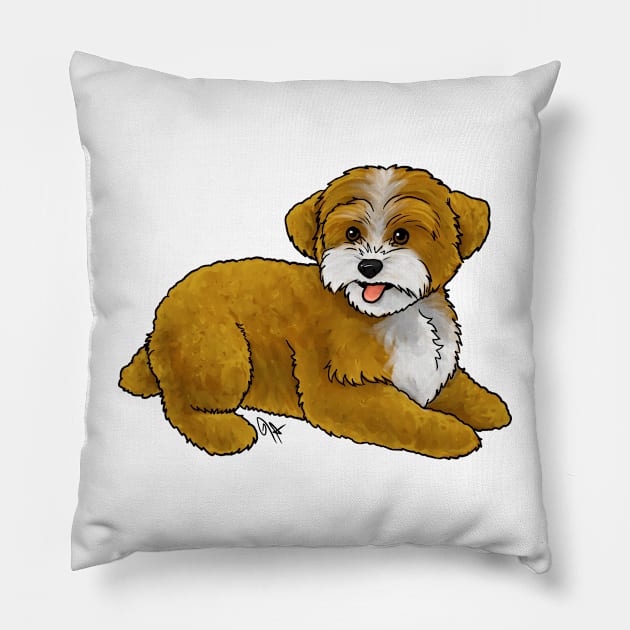 Dog - Yorkipoo - Red and White Pillow by Jen's Dogs Custom Gifts and Designs