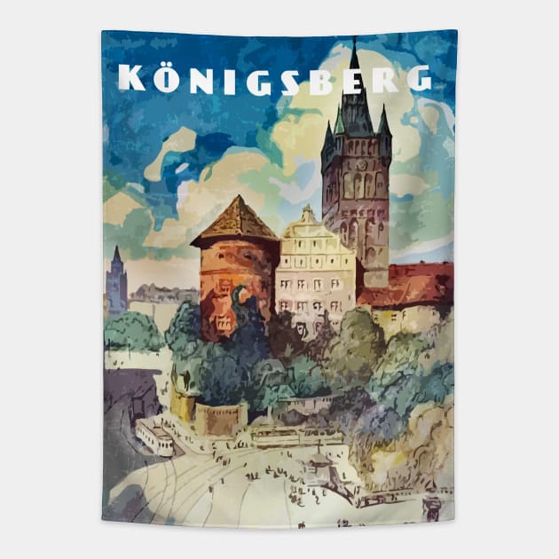 Konigsberg, Prussia, Germany.Retro travel poster Tapestry by GreekTavern