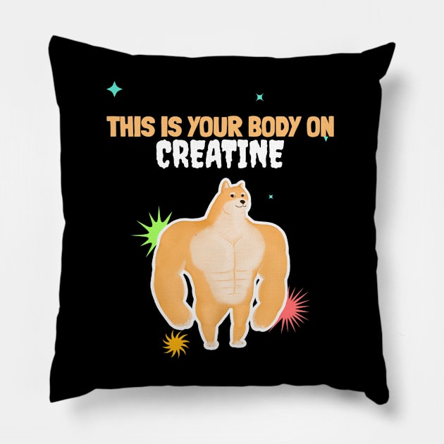 THIS IS YOUR BODY ON CREATINE Pillow by Thom ^_^