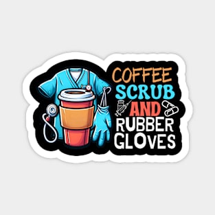 COFFEE SCRUB AND RUBBER GLOVES Magnet