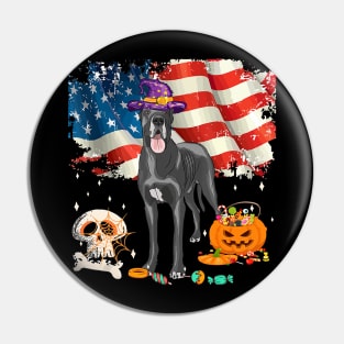 Funny great dane Dog Halloween Costume Gift Flag America Pin