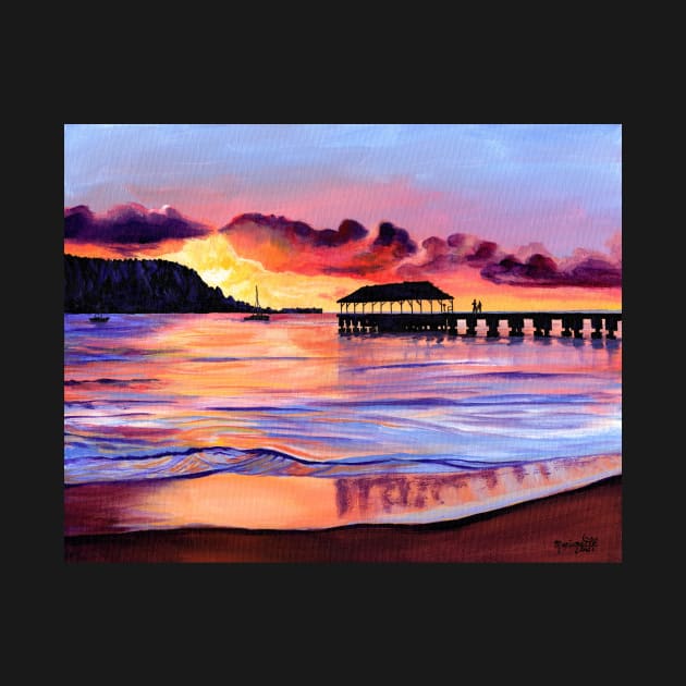 Hanalei Pier Sunset by KauaiArtist