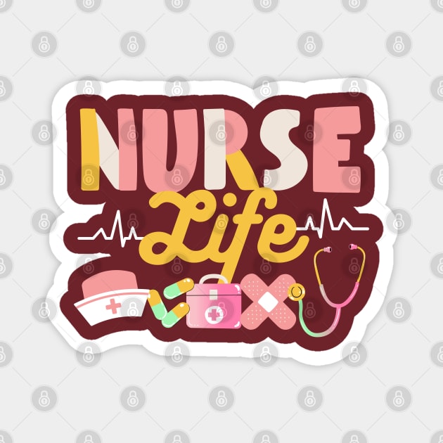 Nurse Life Heart Shape Nursing Week RN LPN CNA Healthcare Magnet by DetourShirts