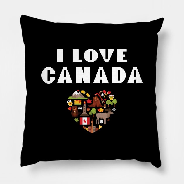 I Love Canada Canadian Symbols Pillow by mstory