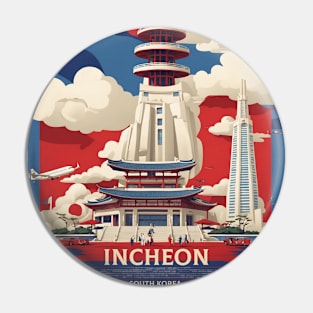 Incheon South Korea Starry Night Travel Tourism Retro Vintage Pin