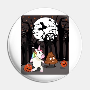 Halloween mit Unicorn und Shit Emoji Pin