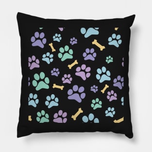 Pastel Puppy Paw Prints and Bones Light Pink Pattern Pillow