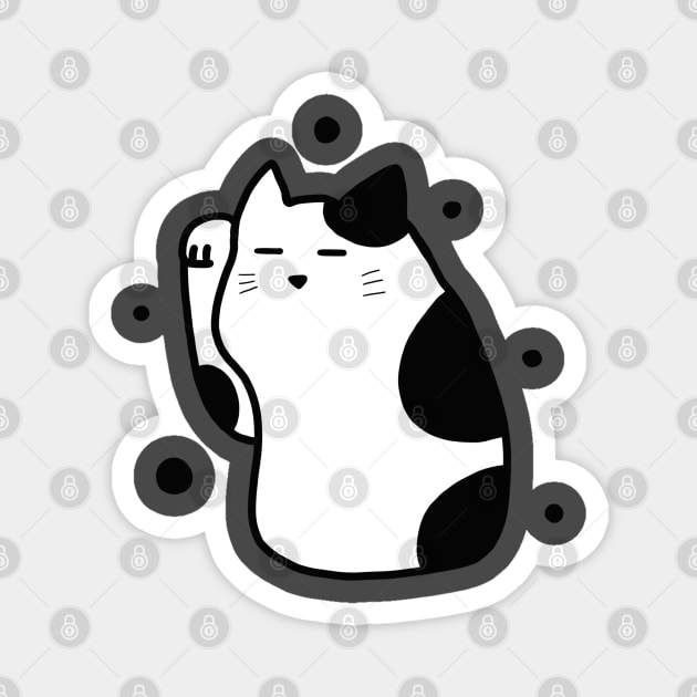 Neko Black White Anime Japan Manekineko Cat Simple Kawaii Art Logo Magnet by Marinaaa010