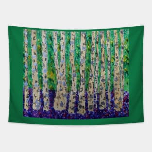 Silver Birch Trees in a Bluebell wood Tapestry