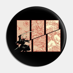 Japanese Samurai Kanagawa Wave by Tobe Fonseca Pin