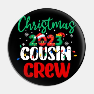 Christmas 2023 Cousin Crew Xmas Lights Funny Matching Pajama Pin