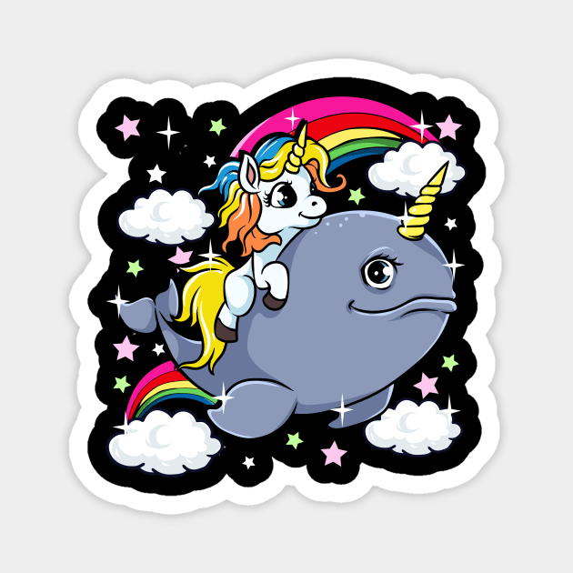 Unicorn Riding Narwhal Adorable Unicorn Of The Sea Magnet by theperfectpresents