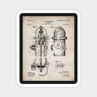 Fire Fighter Patent - Fire Hydrant Art - Antique Magnet