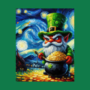 Irish Gnome in Starry Night T-Shirt