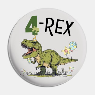 4 Rex Dinosuar Thee Birthday Party Pin