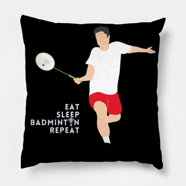 eat sleep badminton repeat Pillow by TheParallelX