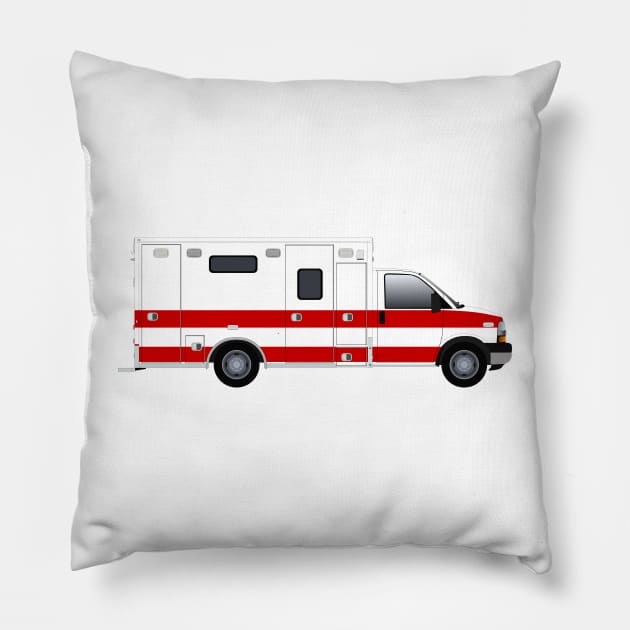 White Ambulance Red Striping Pillow by BassFishin