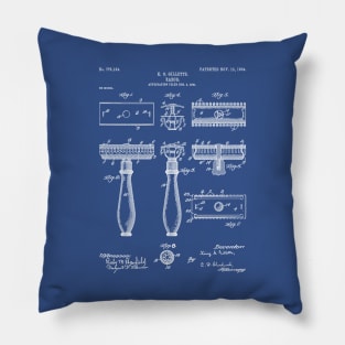 Razor Patent - Barber Art - Blueprint Pillow