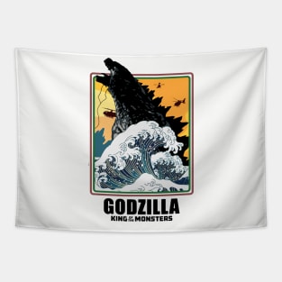 giant monsters big wave Tapestry