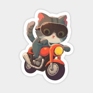 Cool cat riding motorbike Magnet