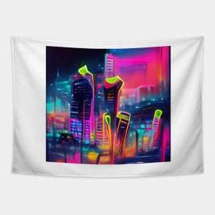 Cyberpunk Noir City Concept Art Tapestry