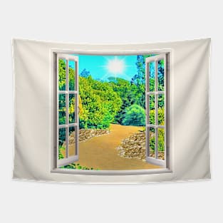 Garden Window View Tapestry