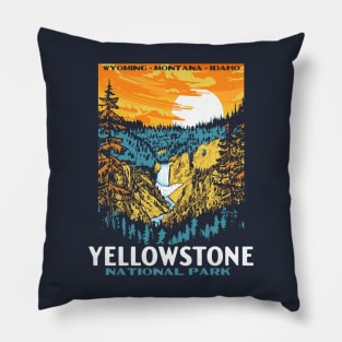 Yellowstone National Park - Lower Falls Vintage WPA Poster Style Pillow